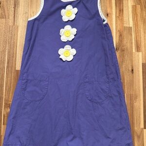Mini Boden Retro‎ Flower sleeveless Dress Purple w White Trim 11-12 year large